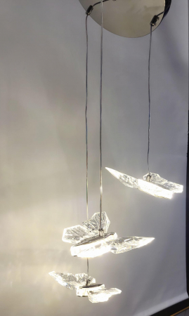 LUSTRE - Lustră modernă 1743/3 cu 3 pendule fluture acril, LED 24W, design elegant