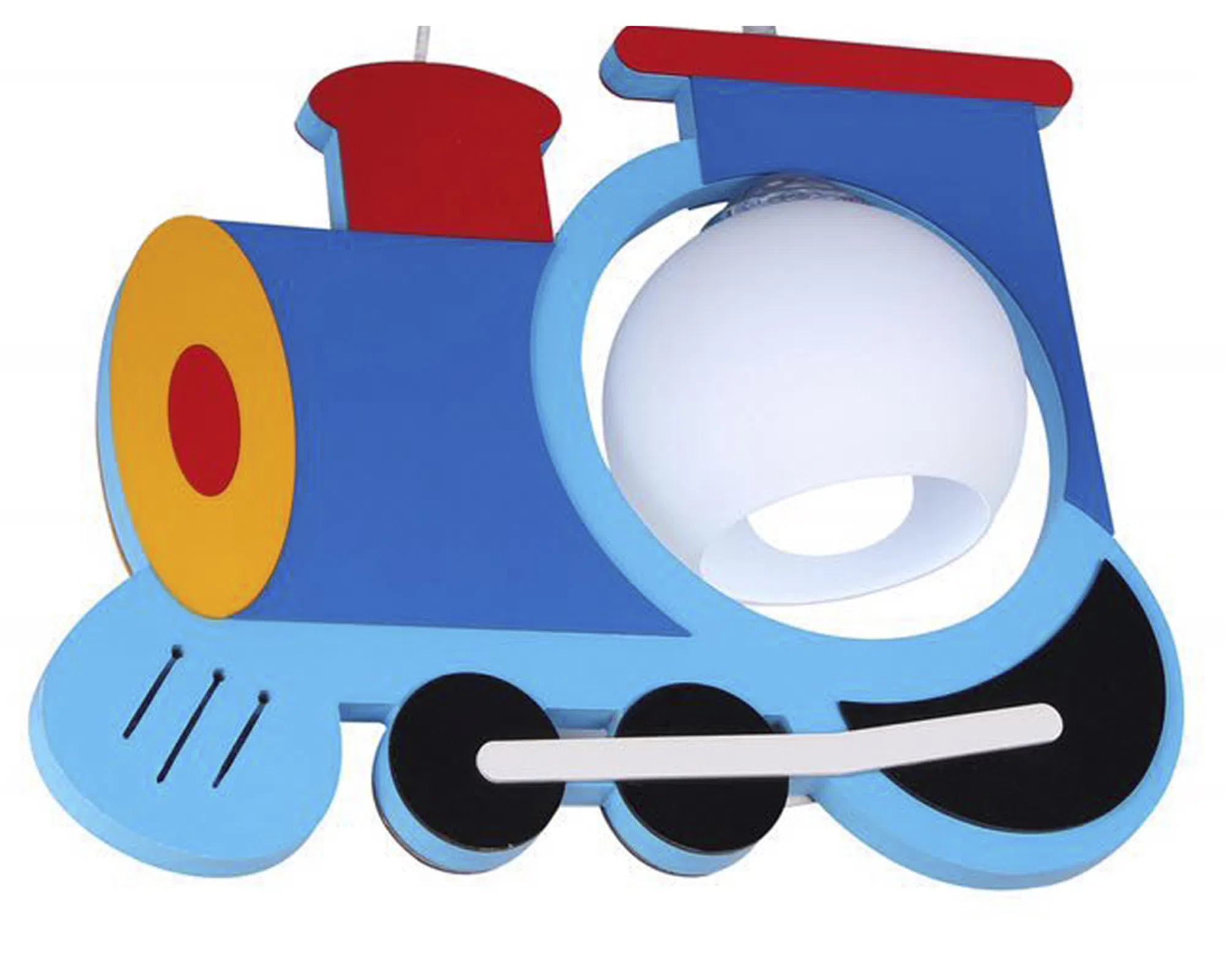 Lustră 1999/1 – Locomotivă din Lemn Alb/Albastru, 1 Bec E27 LED, Dimensiuni 40x40x60 cm [1]
