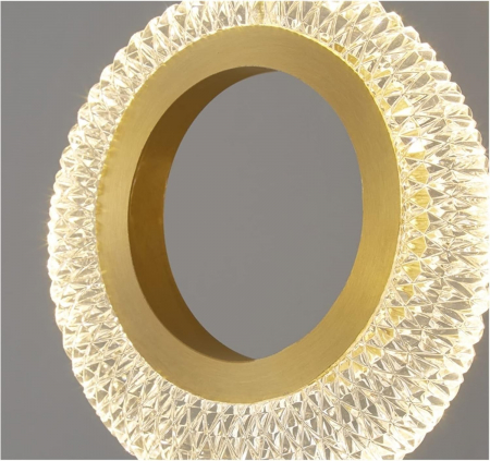 Lustră LED 229/7 – inele acril și metal auriu, lumină caldă, rece și neutră, 35+9W, design modern și elegant [1]