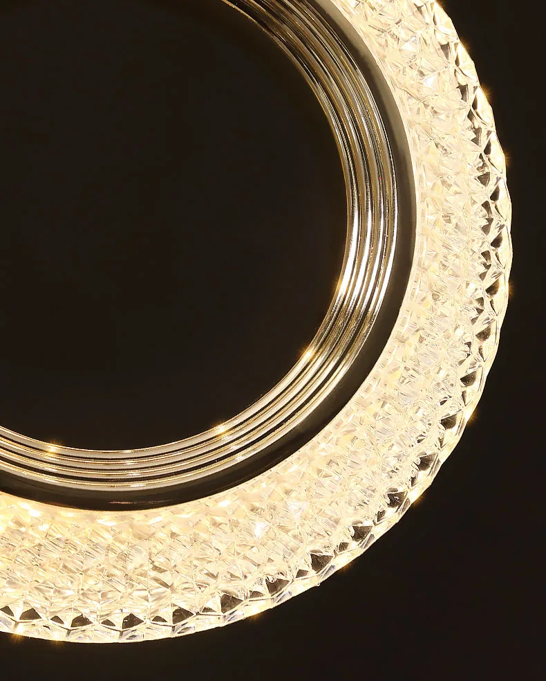 Lustră LED 229/10 – inele acril și metal auriu, lumină caldă, rece și neutră, 50+9W, design modern și elegant [1]