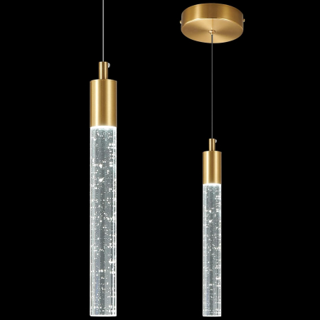 LUSTRE - Lustra 2352/1 LED, metal auriu și sticlă cu bule — pendul reglabil cu 3 tipuri de lumină