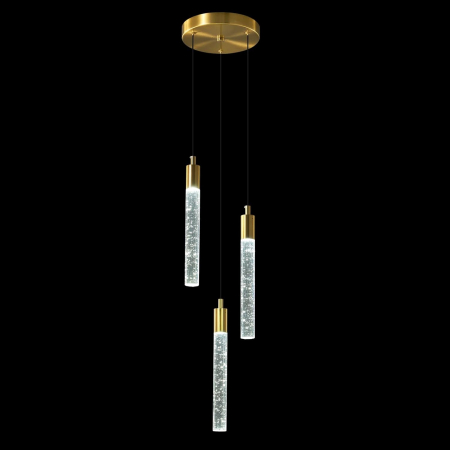 PENDULE - Lustra 2352/3 LED, metal auriu și sticlă cu bule — 3 surse, înălțime reglabilă