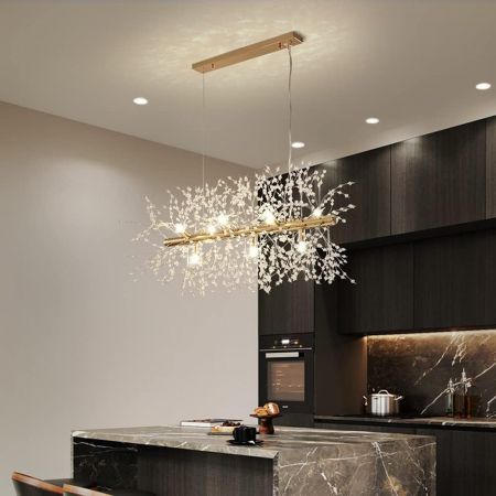 Lustră 2405/720 cu 9 becuri G9, metal și mărgele tip cristal – finisaj crom/auriu [1]