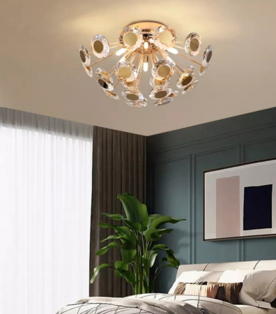 LUSTRE - Plafonieră LED 2408/500, 6xG9, metal și cristal, auriu și oglindă, 50x50x30 cm – elegantă și rafinată