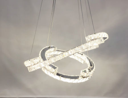 Lustră suspendată 2485/60x40 CH, modernă cu 2 inele cromate, LED 160W, design elegant [1]