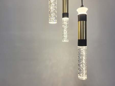 Lustra 2512/3 – Modernă, 3 pendule LED, design negru-auriu cu sticlă, înălțime reglabilă [2]