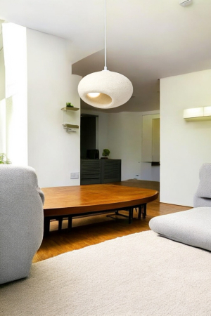 LUSTRE - Lustră 2600/B albă din fibră cu textură granulată, design organic sculptural