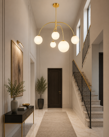 LUSTRE - lustra-2612-5-globuri-sticla-alba-mata-90cm