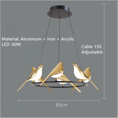 Lustra 3002/6 BK – Rotundă cu 6 păsări decorative, 60W, LED, 65 cm, elegantă și sofisticată [2]