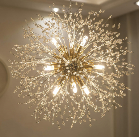 PROMOTII - Lustră LED 3035/9-42 GD – metal auriu și alb, 9 G9 LED 7W, 220V, design modern și elegant