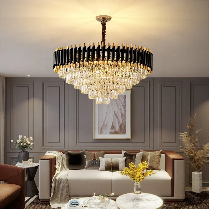 Candelabru 98142/800 GD-BK, cristale K9, 16xE14, negru și auriu – clasic și modern, 80 cm diametru [1]