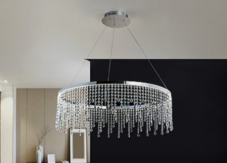 LUSTRE - Lustră LED 3808/800, modernă, metal și sticlă, crom și alb, 80x80x100 cm – reglabilă