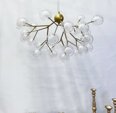 Lustra 5001/27 GD – 27 becuri G4, metal auriu + globuri din sticlă, design modern elegant, 60 cm diametru [2]