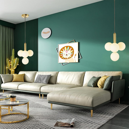 Lustra 5050/4D – metal auriu, 4 abajururi sticlă albă mată, G9, design modern [3]