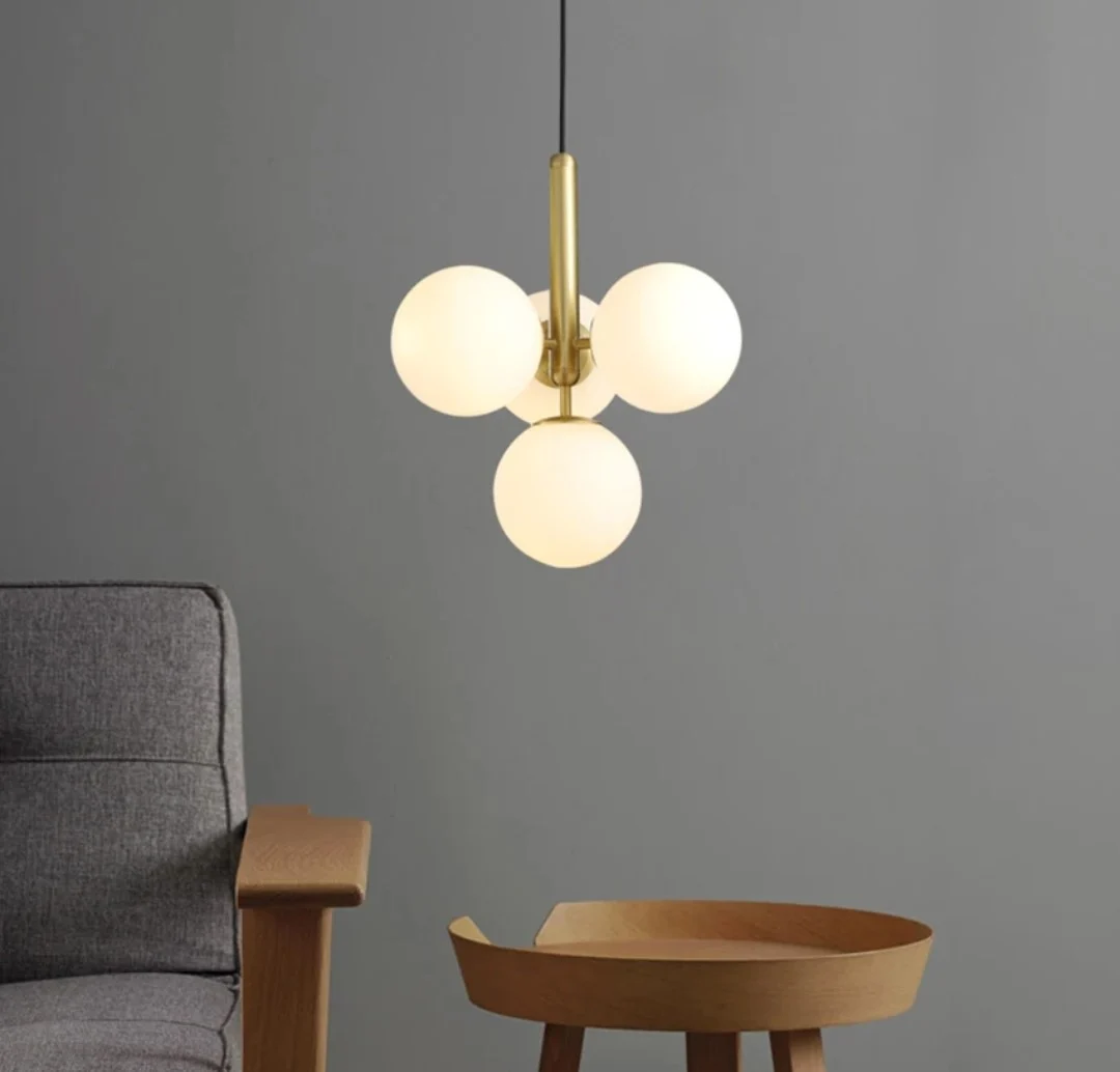 LUSTRE - Lustra 5050/4D – metal auriu, 4 abajururi sticlă albă mată, G9, design modern