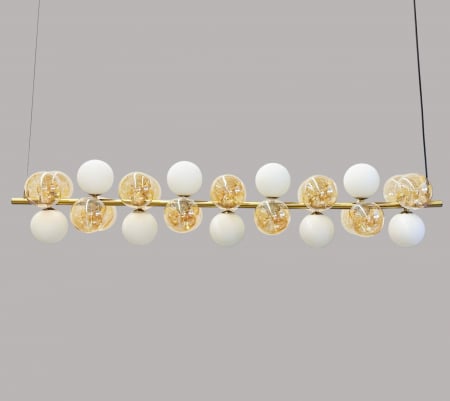 LUSTRE - Lustră 5090/27 – 27 Becuri G9, Metal Auriu și Globuri Sticlă Alb/Auriu, Modernă