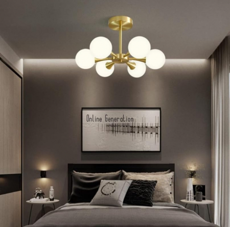 Lustră 5501/6, 6xE27, metal și sticlă albă, design elegant [1]
