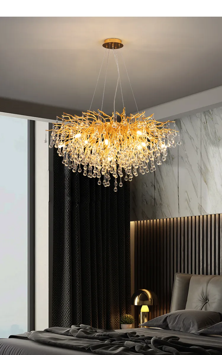 Lustra 6113/800 GD – Lustră modernă aurie cu 9 becuri E14 și design elegant tip ramură [2]