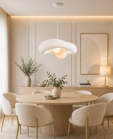 LUSTRE - Lustra moderna 6605 alba din fibra de sticla forma organica 60 cm