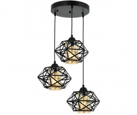 LUSTRE - Lustră 7706/3 BK, 3xE27, corp negru cu abajururi aurii din sticlă, design modern art-deco