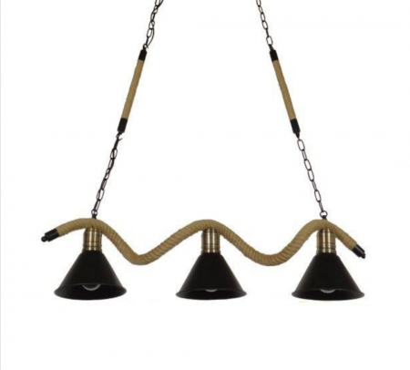 Lustră 8201/3, 3xE27, metal și sfoară crem, design retro-modern [1]