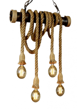 Lustră 8202/4, 4xE27, metal și sfoară crem, stil rustic-modern [1]