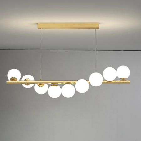 LUSTRE - Lustră 5058/9 – Eleganță Aurie/Alb cu 9 Surse de Lumină G9, Metal și Sticlă, Reglabilă