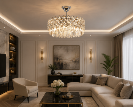 LUSTRE - Lustră 88158/400 cu 6 becuri E14 și cristale K9 – finisaj crom/auriu