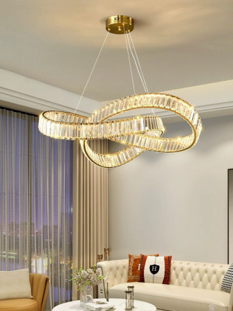 LUSTRE - Lustră HJ2482/80 CP – LED 80W Reglabil cu Telecomandă, Modern Minimalist, Metal & Cristal K9, 80x80 cm