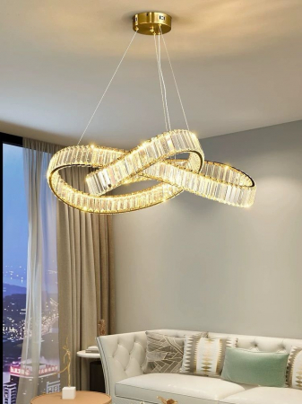 Lustră HJ2482/80 CP – LED 80W Reglabil cu Telecomandă, Modern Minimalist, Metal & Cristal K9, 80x80 cm [1]