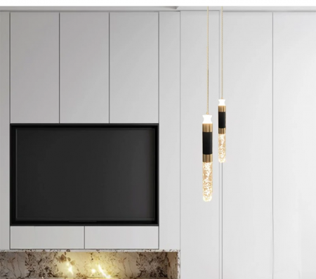 Lustra 2512/1 – Pendul LED modern, negru-auriu cu sticlă, înălțime reglabilă [2]
