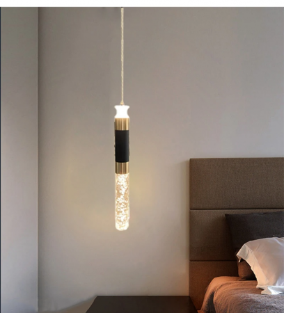 LUSTRE - Lustra 2512/1 – Pendul LED modern, negru-auriu cu sticlă, înălțime reglabilă