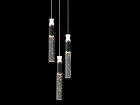 Lustra 2512/3 – Modernă, 3 pendule LED, design negru-auriu cu sticlă, înălțime reglabilă [3]