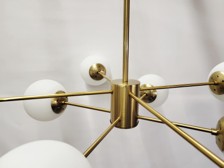 Lustră 9208/4+4 CP, metal auriu cu globuri albe mate, 8 surse de lumină, diametru 90 cm [3]
