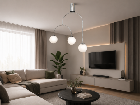 LUSTRE - Lustră Modernă 9227/3 CH Crom Lucios cu Globuri din Sticlă Albă LED G9