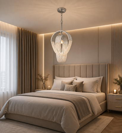 LUSTRE - Lustra 9228/1 CH, metal și cristal, 1xE14, argintiu, reglabilă, 52x26x100 cm – birou, living, hotel