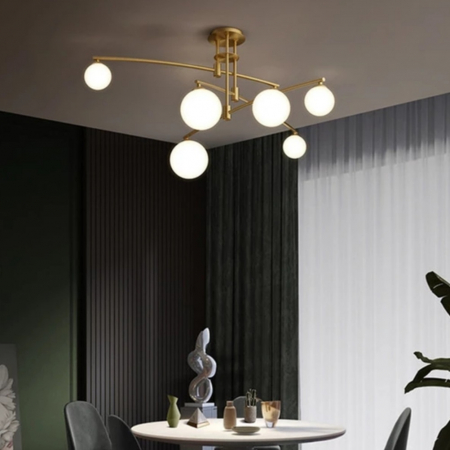 LUSTRE - Lustra 9399/6 GD aurie, design modern, 6 becuri G9 LED incluse, abajururi albe