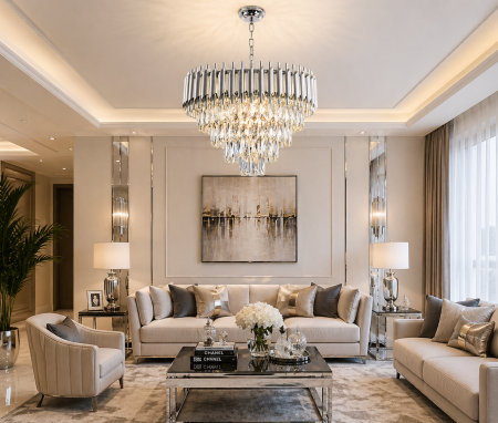 LUSTRE - Lustră 98142/500 CH cu cristale K9 și finisaj argintiu elegant