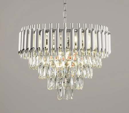 LUSTRE - Lustra 98142/800 CH, candelabru cu cristale K9, 16xE14, argintiu, Ø80 cm – stil clasic și modern