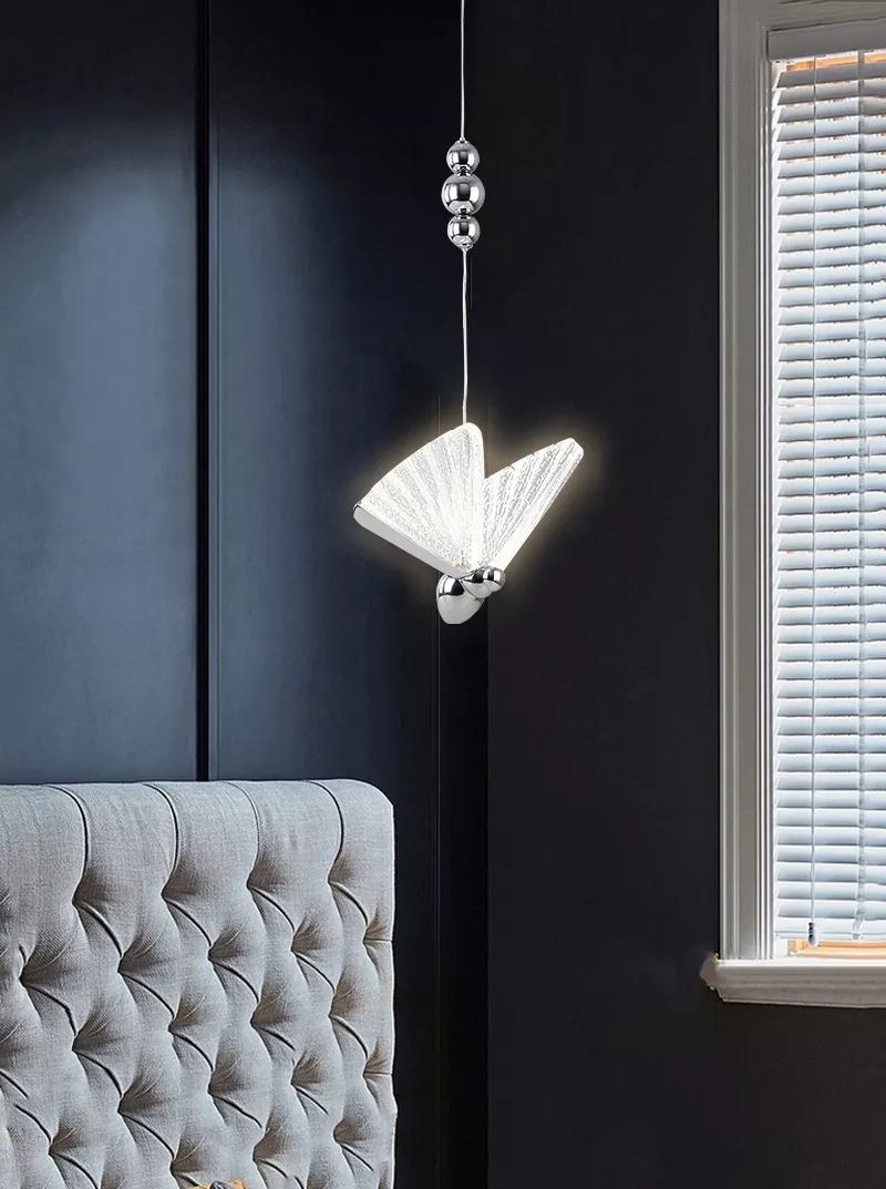 Lustra 985/1 CH, metal și sticlă, fluture, LED 12W, reglabilă – bucătărie, living, dormitor, exterior [2]