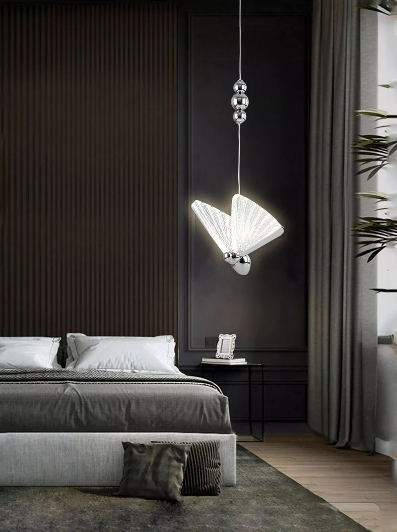 Lustra 985/1 CH, metal și sticlă, fluture, LED 12W, reglabilă – bucătărie, living, dormitor, exterior [1]