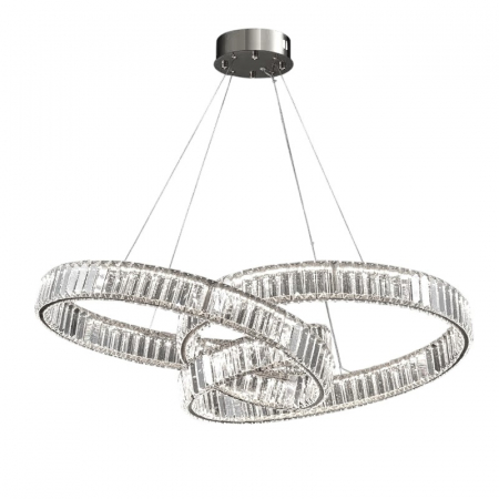 LUSTRE - Lustra HJ2482/100CM CH – candelabru LED modern, diametru 100 cm, metal + cristal K9, telecomandă inclusă