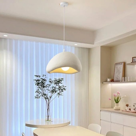 LUSTRE - Lustra pendul 6602 alba rasina fibra sticla design sculptural 50 cm