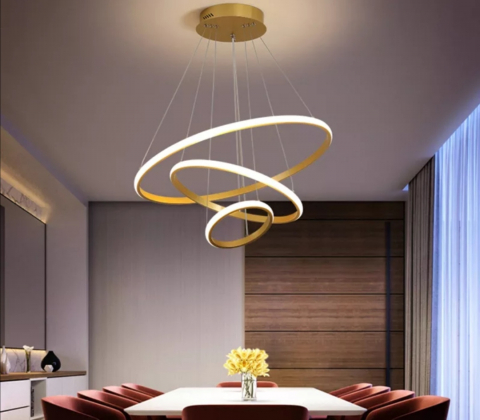 LUSTRE - Lustră JD 44 – Modernă LED Reglabilă, Auriu/Alb, Temperatură de Culoare Variabilă, Dimensiuni 58x100 cm