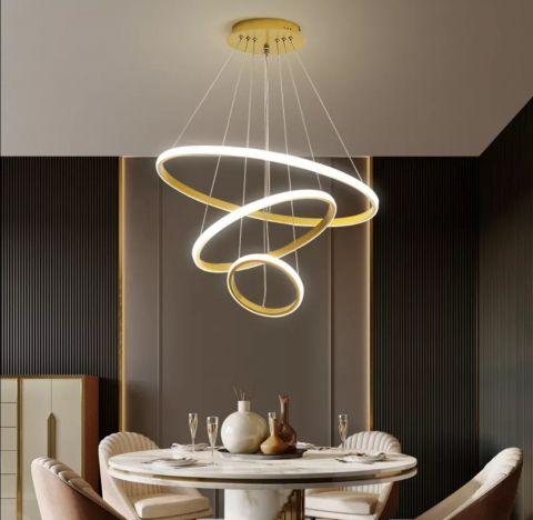 Lustră JD 44 – Modernă LED Reglabilă, Auriu/Alb, Temperatură de Culoare Variabilă, Dimensiuni 58x100 cm [1]