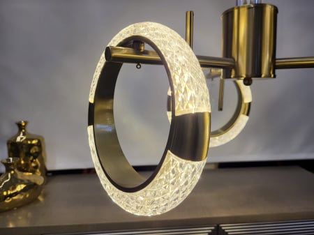 Lustră LED 210501/3 – 3 Cercuri Acrilice, 30W, 3 Tipuri de Lumină, Finisaj Auriu, Ø40cm [2]