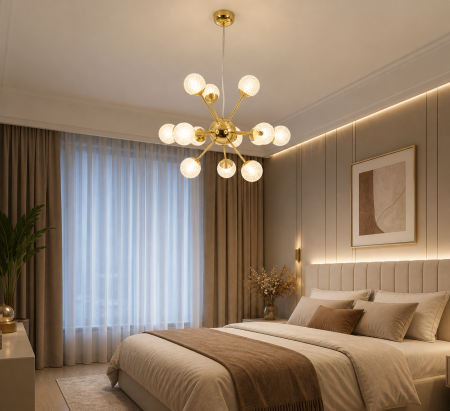 LUSTRE - Lustră LED 222/12 auriu GD și crom CH cu globuri acrilice