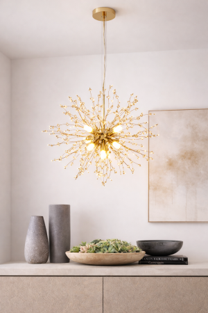 LUSTRE - Lustră LED 2403/500 GD, 8xG9, metal și acril, auriu, 50x50x100 cm – modernă și elegantă