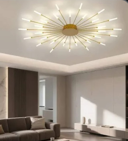 Lustră LED 2429/30C, metal auriu sau negru, design raze solare, diametru 110 cm [1]