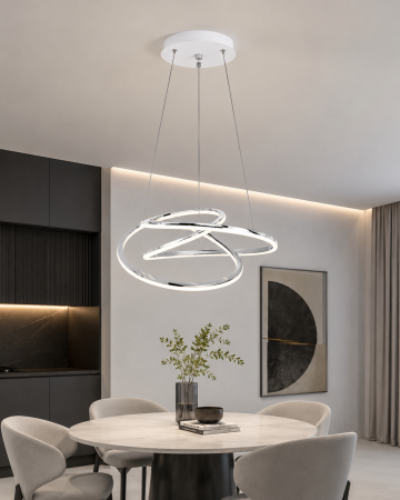 LUSTRE - Lustra LED 4034/1H CH Crom cu Design Modern și Cercuri Suspendate